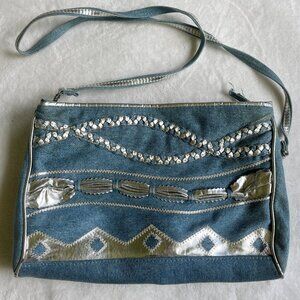 VTG Warren Reed Denim & Silver Appliqué Purse